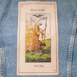 10" Fabric Iron On Back Patch French Tarot Card Death Art Applique Witch Punk